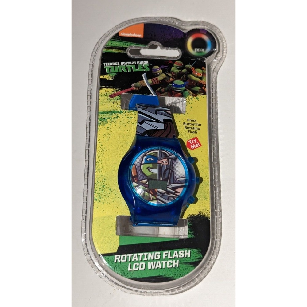 Teenage Mutant Ninja Turtles TMNT Wrist Watch Rotating Flash LCD Leonardo NEW